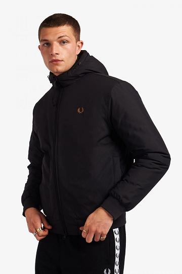 Fred Perry Pehmustettu Hupullinen Brentham Miesten Takki Mustat | FI 1830UZGT